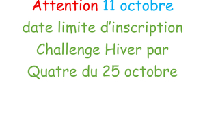 Dead Line inscription Ch H 4 du 25 octobre